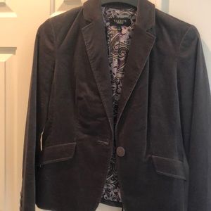 Talbots size 2 grey velvet blazer with paisley lining